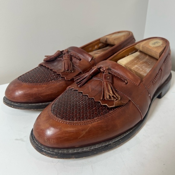 Allen Edmond Size 11 D Cody Brown Leather Woven Tassel Loafer Antique Brown Shoe main image 10